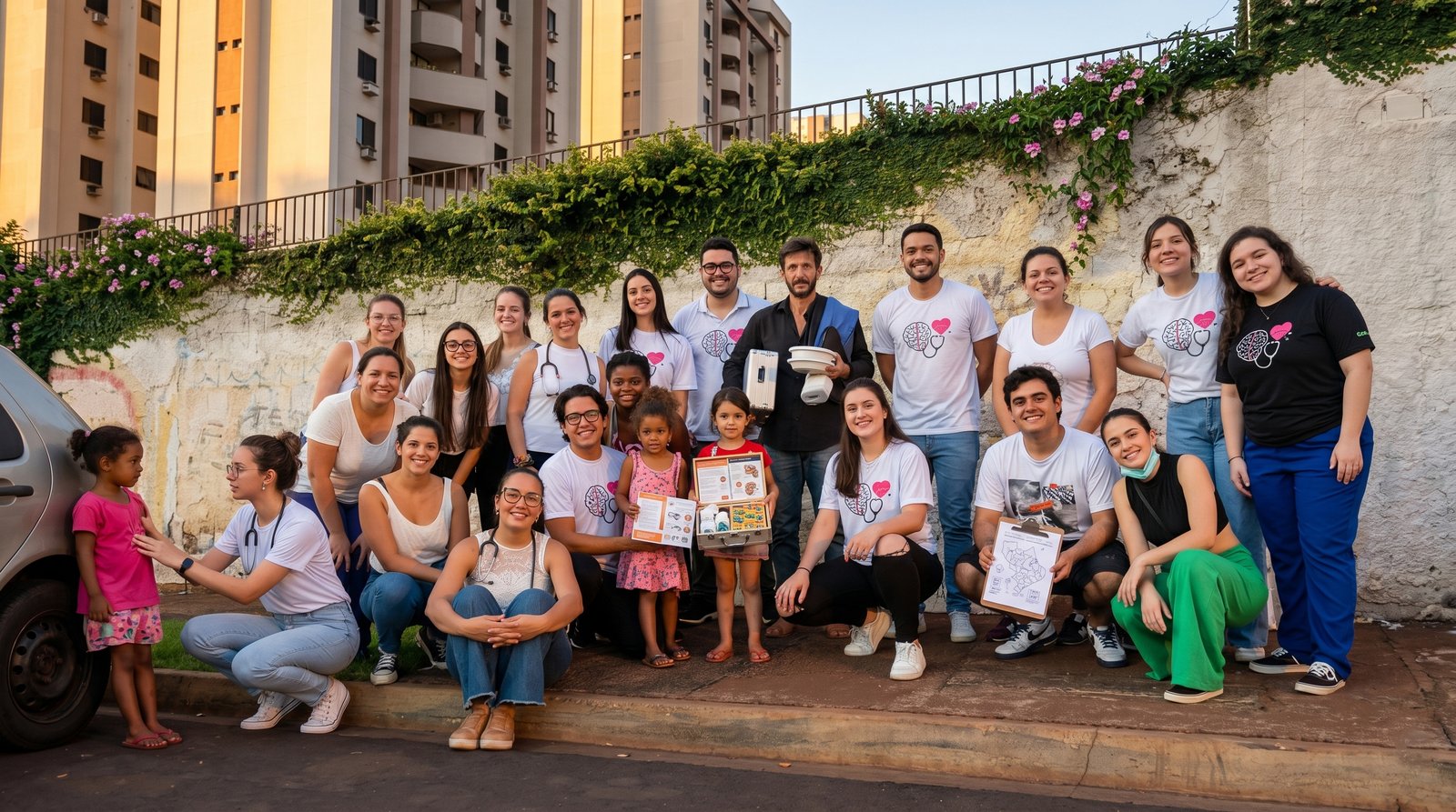 Hearts for the Homeless Brazil chapter volunteer team after a community health mission